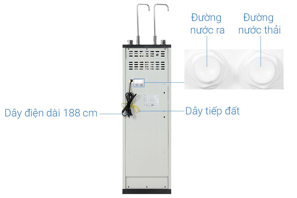 Máy lọc nước RO nóng nguội lạnh Hydrogen Kangaroo KG12S3H3 12 lõi Màu Đen