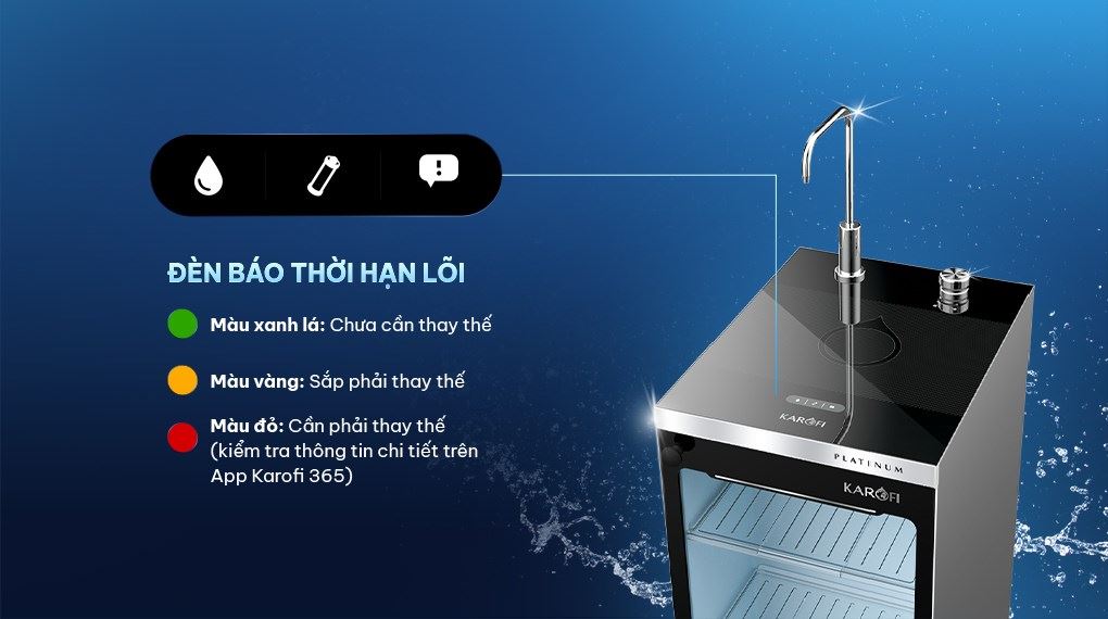 Máy lọc nước RO Karofi Platinum S2 12 lõi - Đèn báo thay lõi
