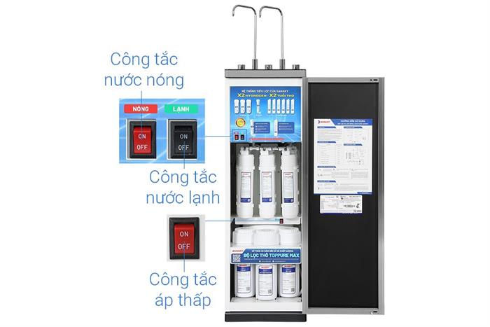Máy lọc nước RO nóng nguội lạnh Hydrogen Sanaky SNK-S3HK85 10 lõi Màu Xanh đen
