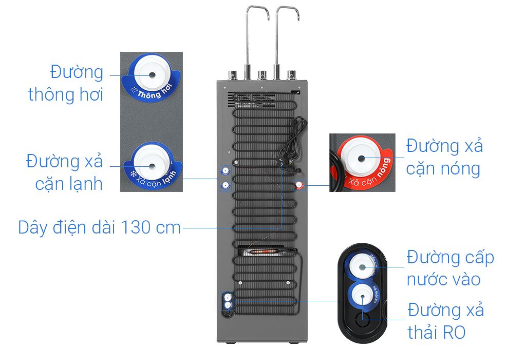 Máy lọc nước RO nóng nguội lạnh Hydrogen Sanaky SNK-TV3HK88 11 lõi Màu Nâu