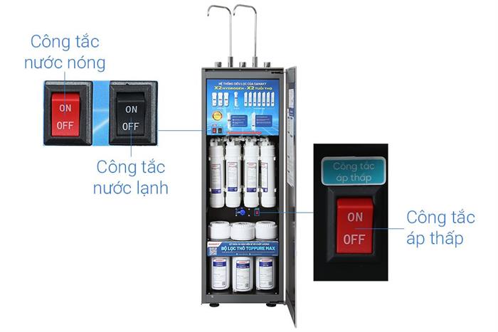Máy lọc nước RO nóng nguội lạnh Hydrogen Sanaky SNK-TV3HK88 11 lõi Màu Nâu