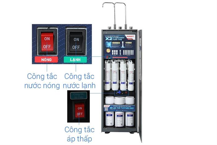 Máy lọc nước RO nóng nguội lạnh Hydrogen ion kiềm Sanaky SNK-TV3IK98 11 lõi Màu Đen - nâu