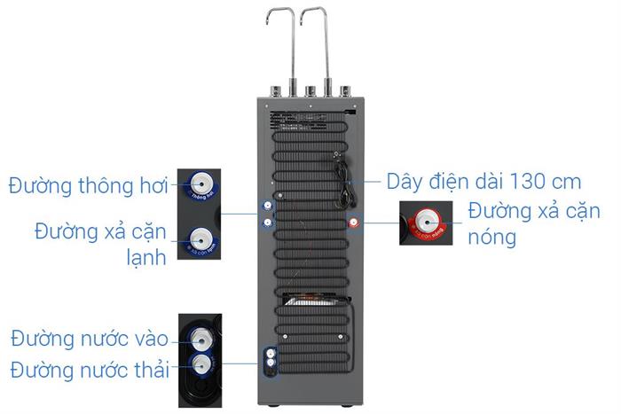 Máy lọc nước RO nóng nguội lạnh Hydrogen ion kiềm Sanaky SNK-TV3IK98 11 lõi Màu Đen - nâu