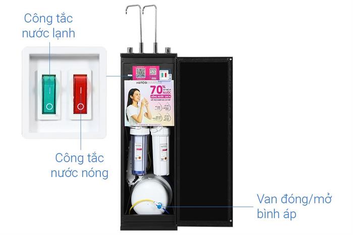 Máy lọc nước RO nóng nguội lạnh Mutosi MP-N911 11 lõi Màu Đen