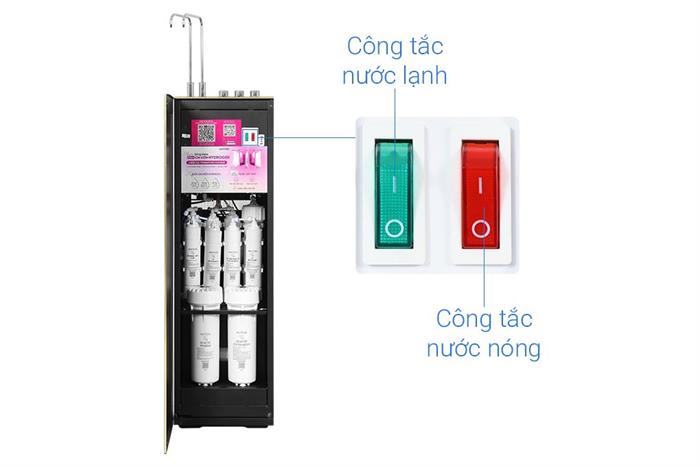 Máy lọc nước RO nóng nguội lạnh Hydrogen ion kiềm Mutosi MP-P88N 10 lõi Màu Đen