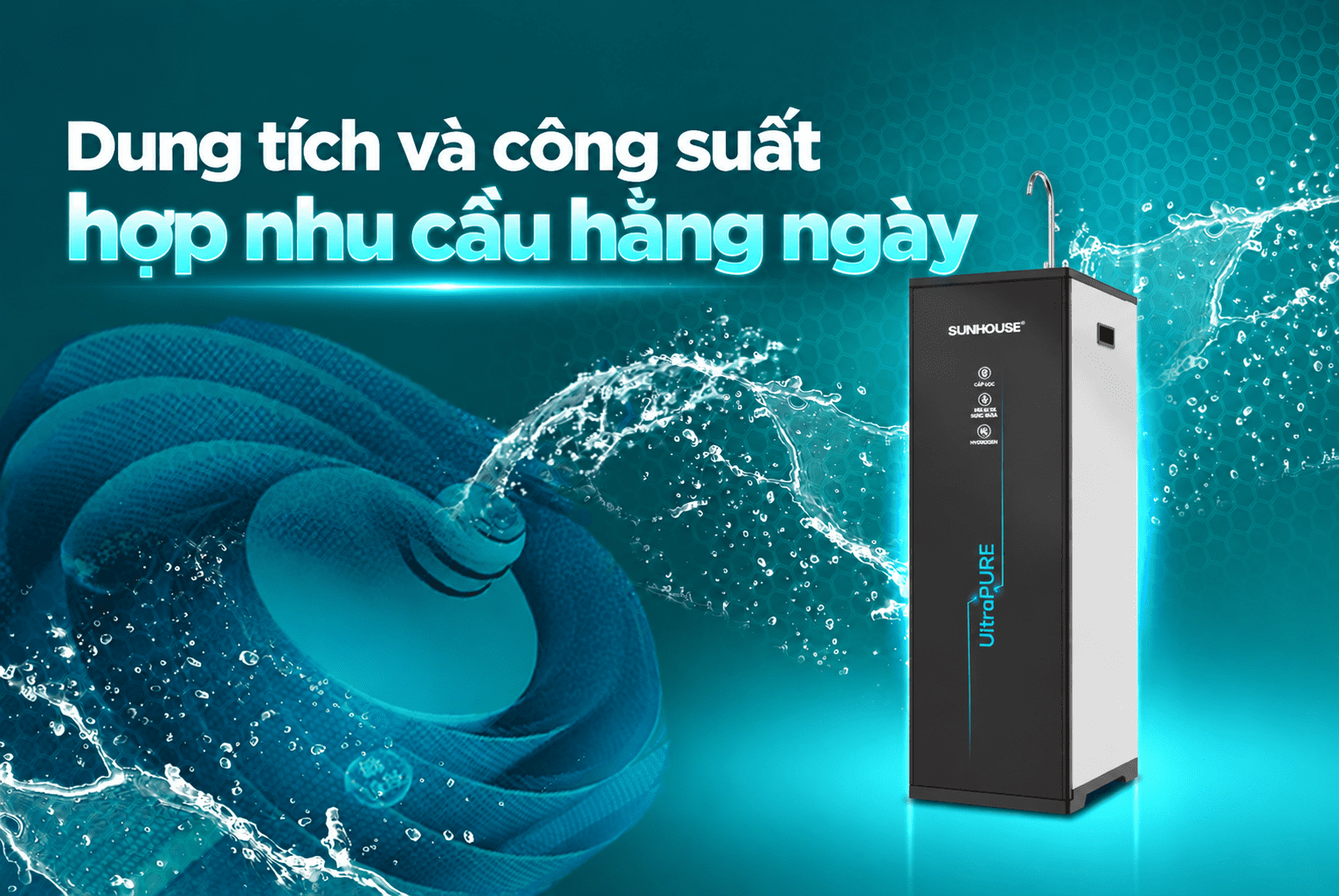 Máy lọc nước RO Hydrogen Sunhouse UltraPure SHA8896L 12 lõi - Dung tích và công suất hợp nhu cầu hằng ngày