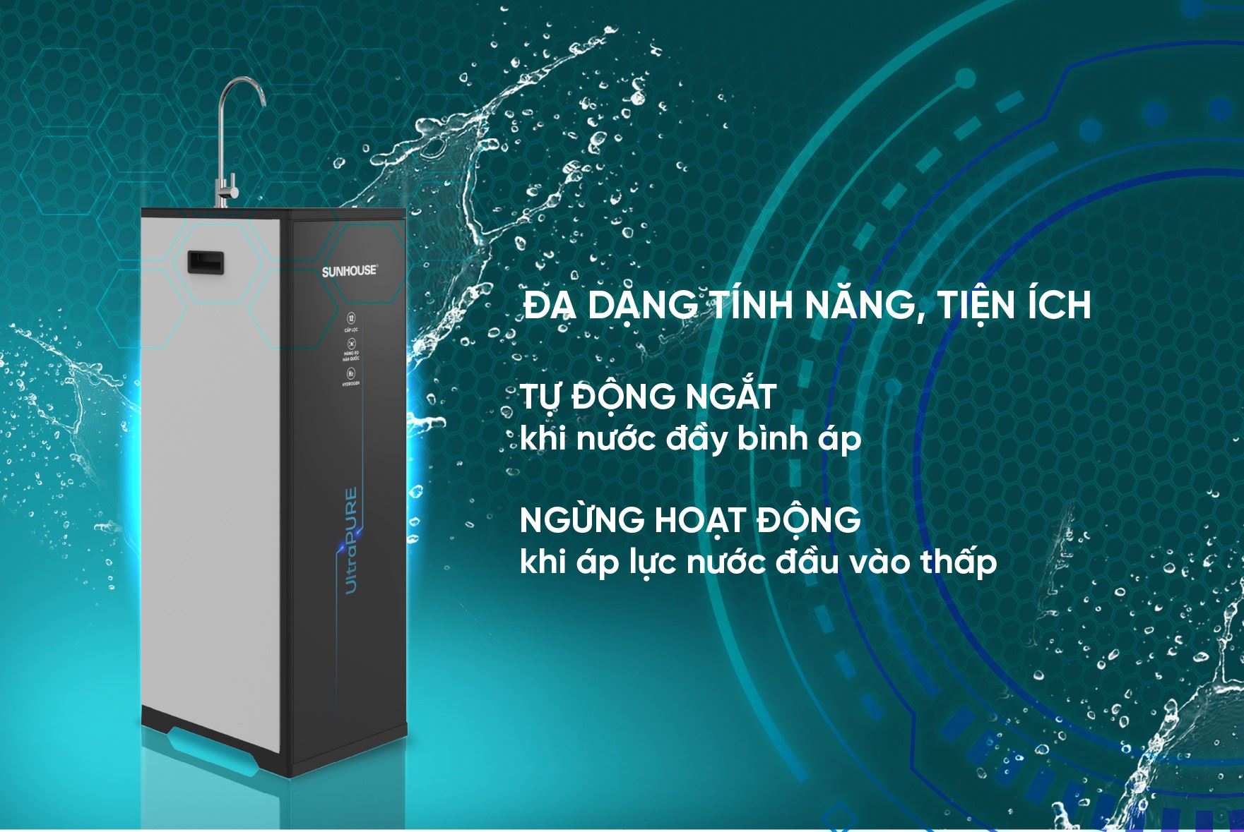 Máy lọc nước RO Hydrogen Sunhouse UltraPure SHA8896L 12 lõi - Hỗ trợ tốt nguồn nước và điều kiện vận hành
