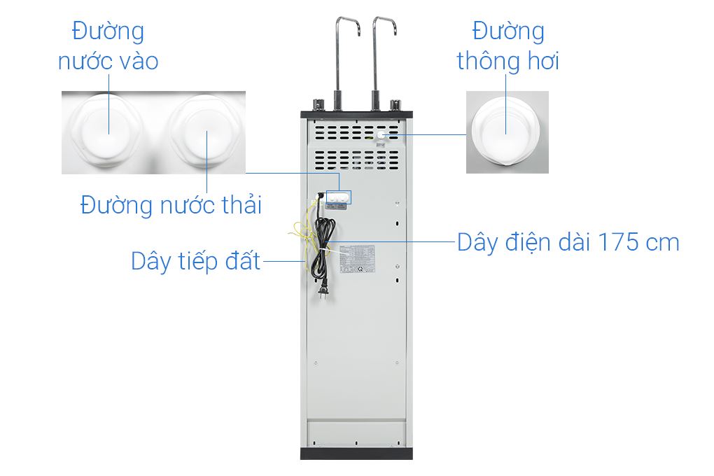 Máy lọc nước RO nóng nguội lạnh Hydrogen Kangaroo KG12S2H4 12 lõi Màu Đen