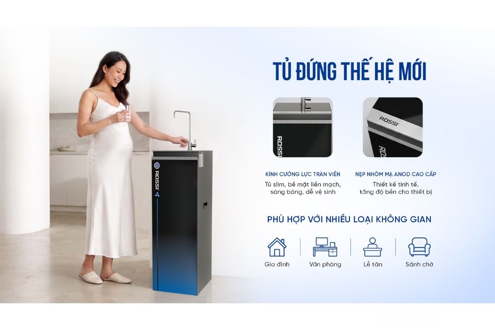Máy lọc nước RO Hydrogen Rossi RA-75D 12 lõi Màu Trắng/Đen