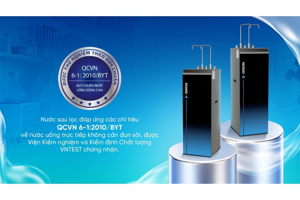 Máy lọc nước RO nóng nguội lạnh Hydrogen Rossi RA-X96D 12 lõi Màu Trắng/Đen