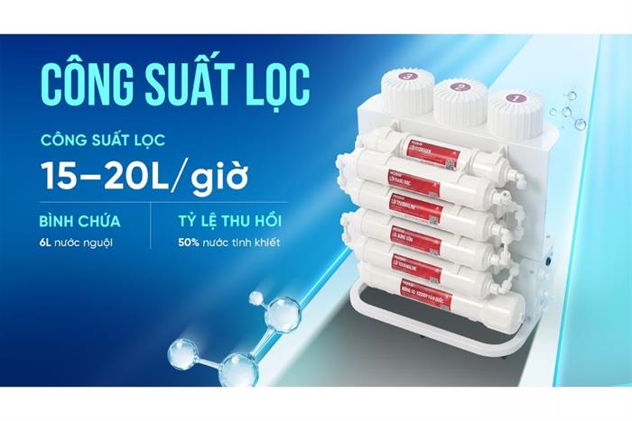Máy lọc nước RO Hydrogen Rossi RS-25U 12 lõi Màu Trắng