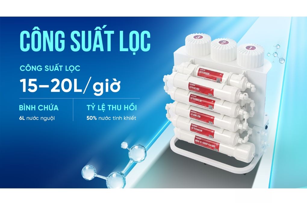 Máy lọc nước RO Hydrogen Rossi RS-25U 12 lõi Màu Trắng