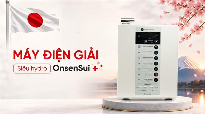 Máy lọc nước điện giải ion kiềm Fuji Smart OnsenSui 5 tấm điện cực Màu Trắng - Bạc