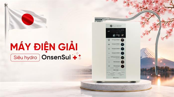 Máy lọc nước điện giải ion kiềm Fuji Smart OnsenSui 5 tấm điện cực Màu Trắng - Bạc