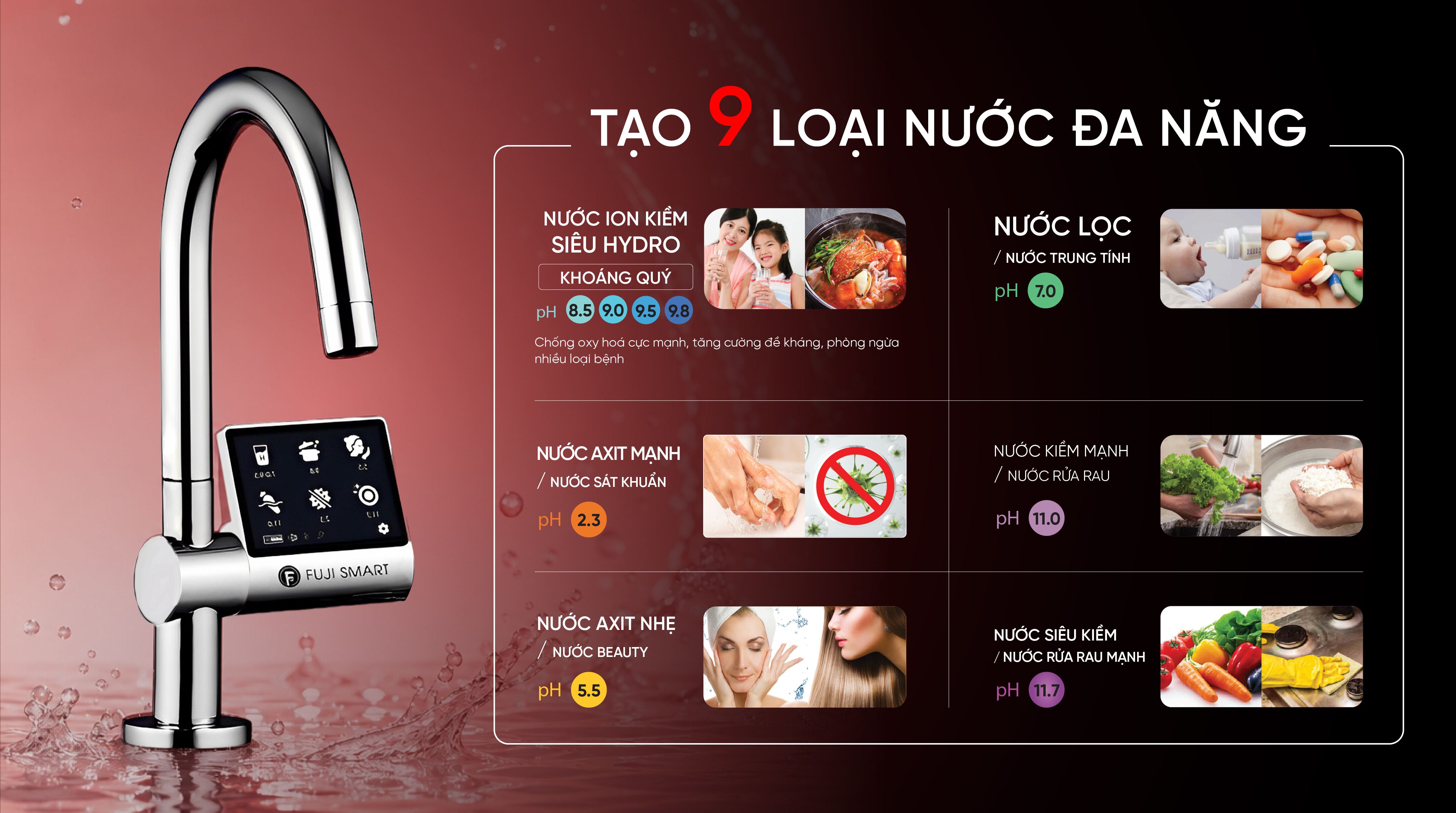 Máy lọc nước điện giải ion kiềm Fuji Smart JP900 Pro 9 tấm điện cực - 3