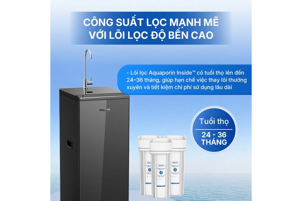 Máy lọc nước RO Philips ADD8911/74 10 lõi Màu Đen