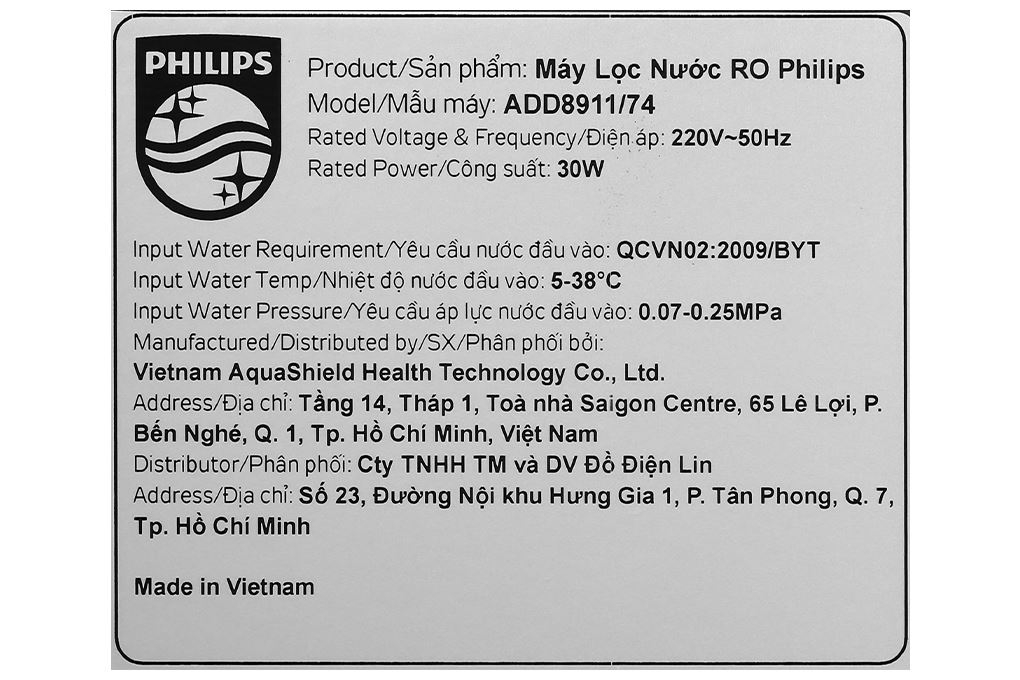 Máy lọc nước RO Philips ADD8911/74 10 lõi Màu Đen