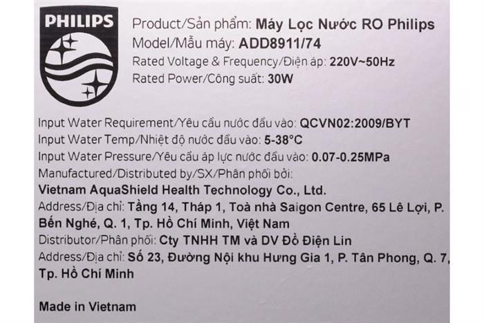 Máy lọc nước RO Philips ADD8911/74 10 lõi Màu Đen