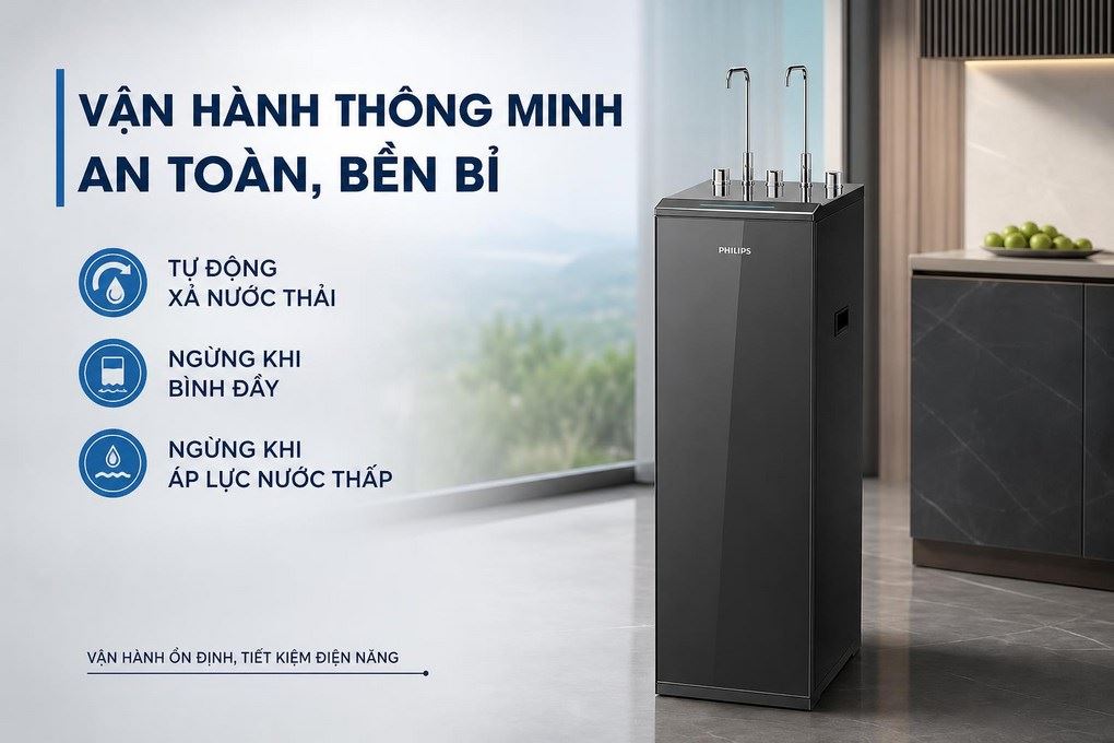 Máy lọc nước RO nóng nguội lạnh Philips ADD8912/74 10 lõi Màu Đen