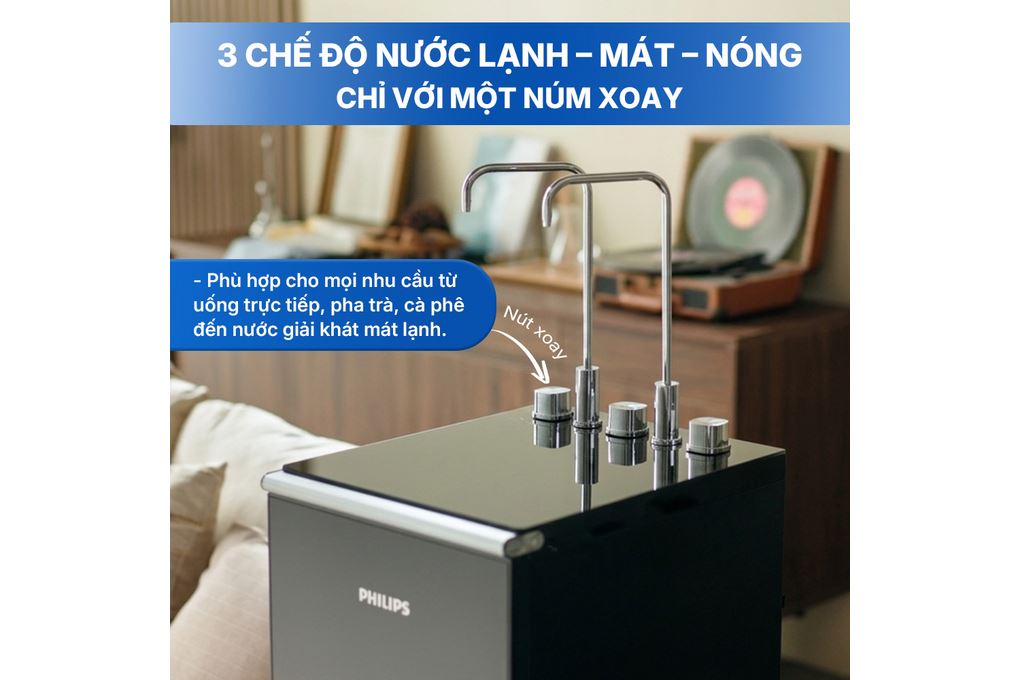 Máy lọc nước RO nóng nguội lạnh Philips ADD8912/74 10 lõi Màu Đen