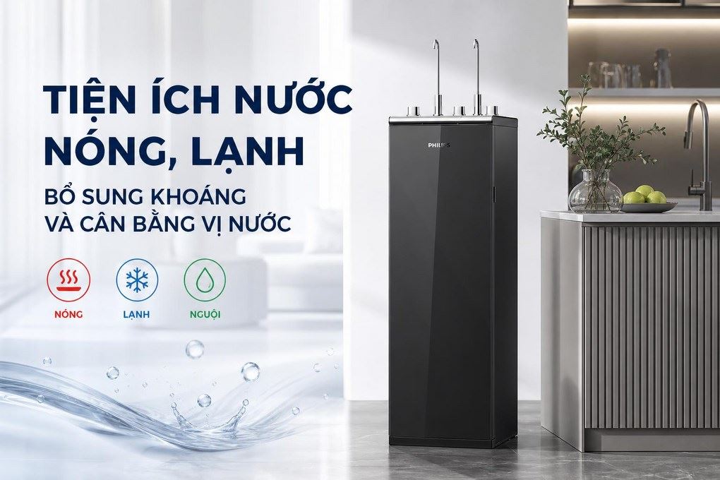 Máy lọc nước RO nóng nguội lạnh Philips ADD8922/74 10 lõi Màu Đen