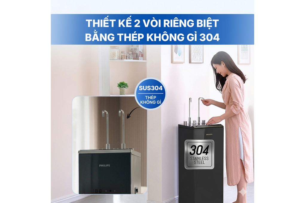 Máy lọc nước RO nóng nguội lạnh Philips ADD8922/74 10 lõi Màu Đen