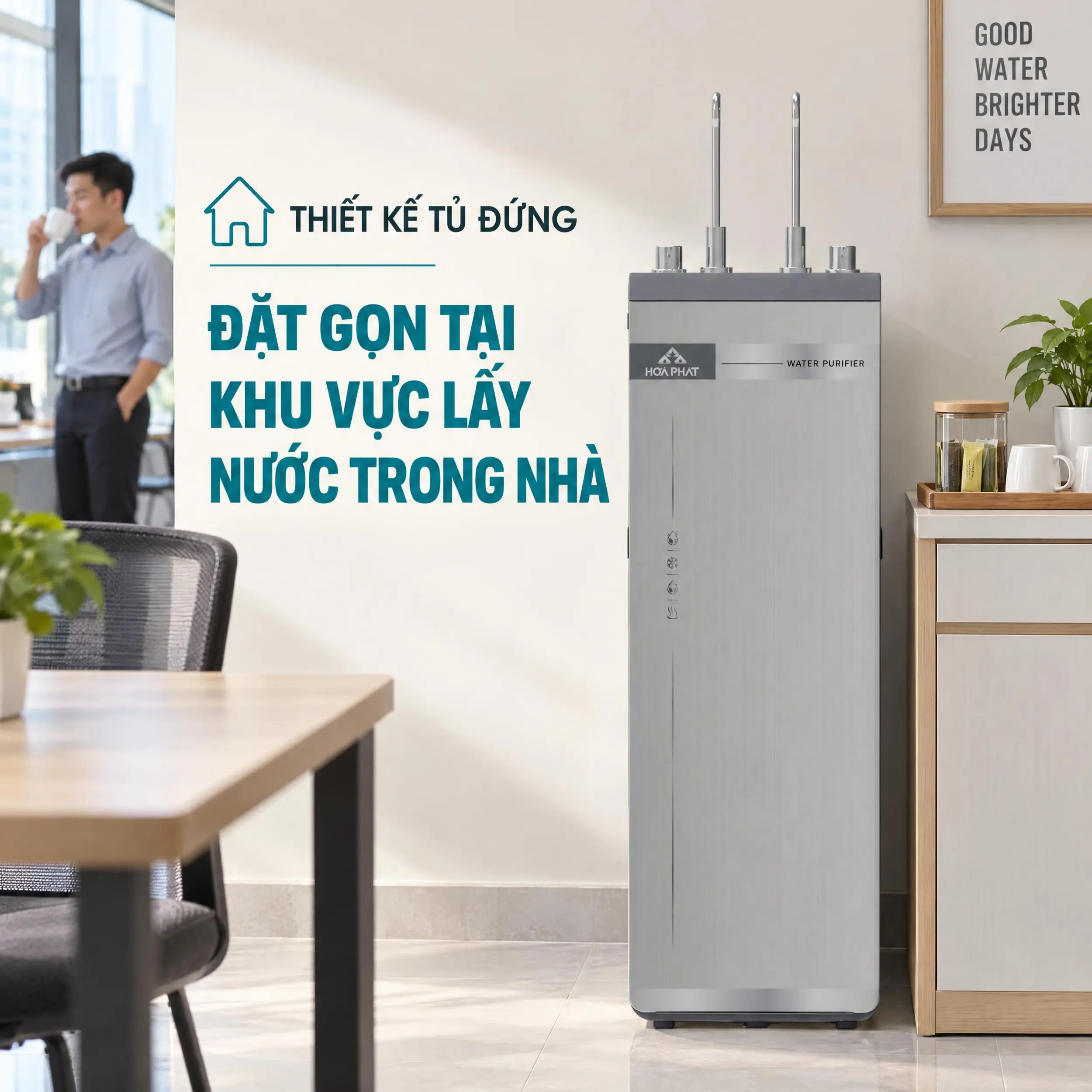 Máy lọc nước RO nóng nguội lạnh Hydrogen Hòa Phát HPN695 13 lõi Màu Trắng - Xám