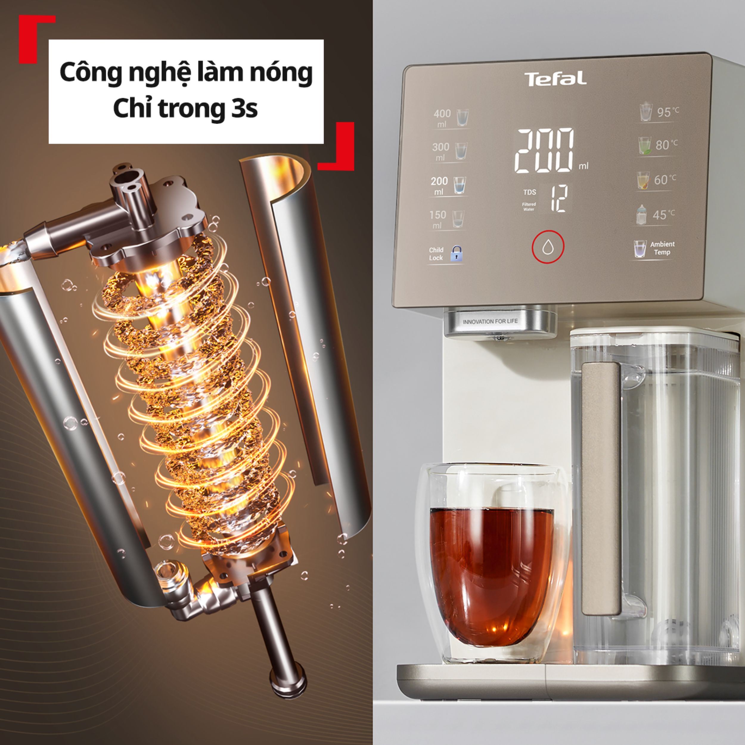 Máy lọc nước RO Tefal Pure Water Compact BR453AY0 1 lõi Màu Trắng - Xám