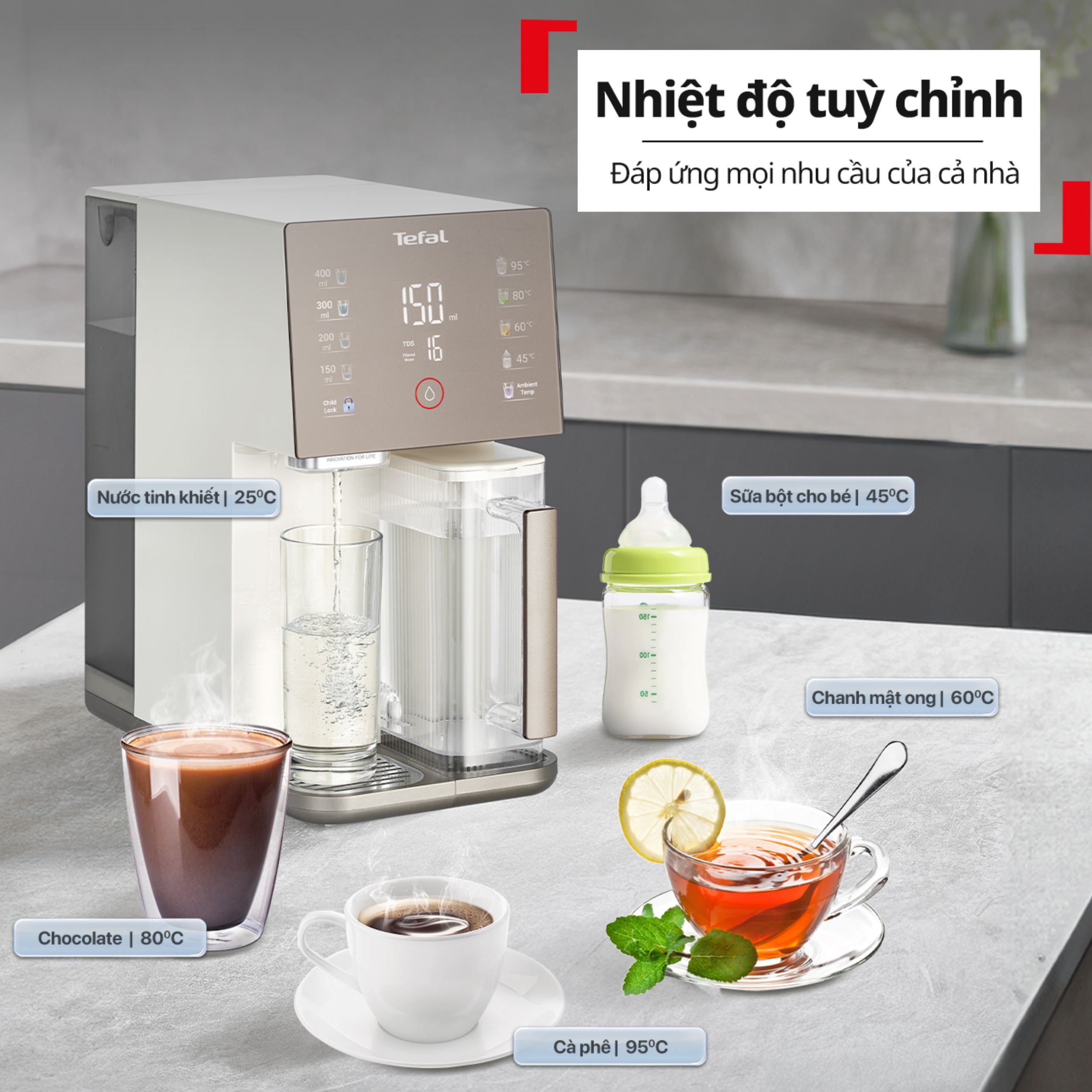 Máy lọc nước RO Tefal Pure Water Compact BR453AY0 1 lõi Màu Trắng - Xám