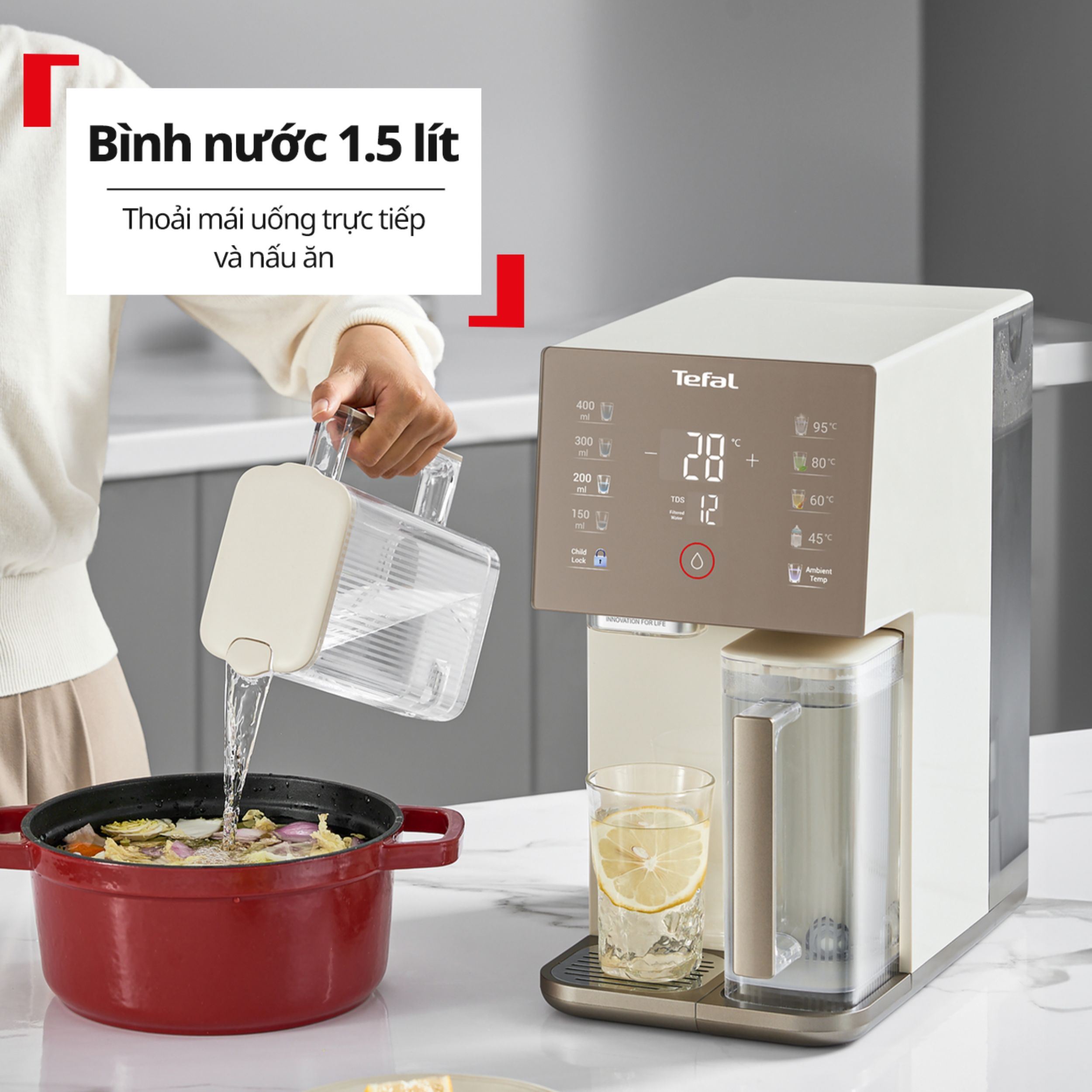 Máy lọc nước RO Tefal Pure Water Compact BR453AY0 1 lõi Màu Trắng - Xám