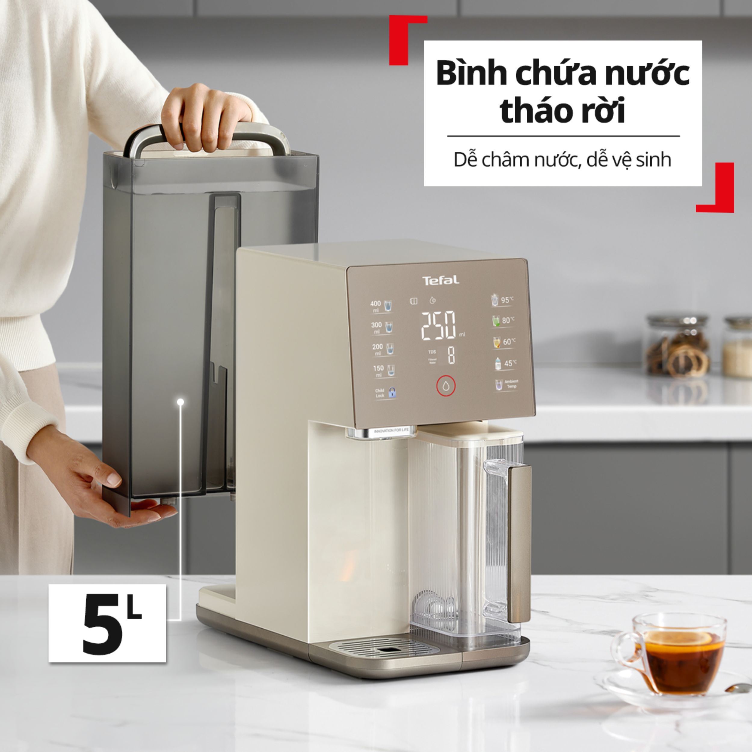 Máy lọc nước RO Tefal Pure Water Compact BR453AY0 1 lõi Màu Trắng - Xám