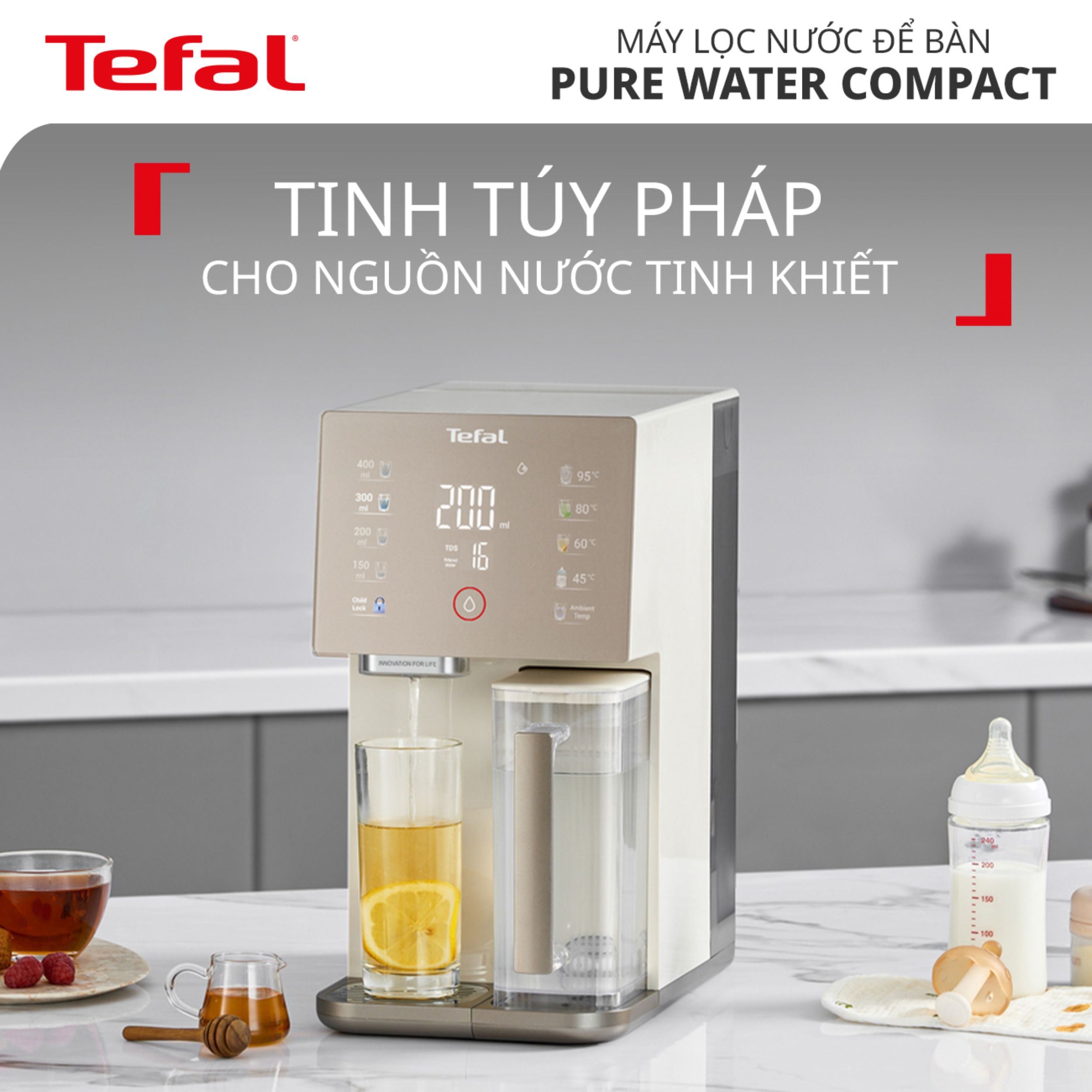 Máy lọc nước RO Tefal Pure Water Compact BR453AY0 1 lõi Màu Trắng - Xám