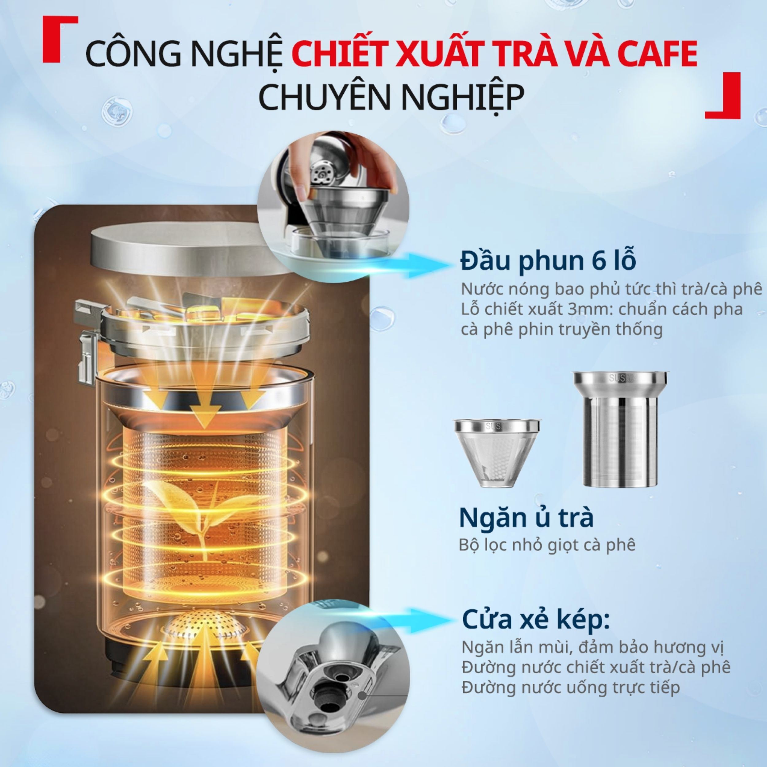 Máy lọc nước để bàn RO nóng nguội lạnh Tefal Pure Water Plus BR653BY0 1 lõi Màu Xám đậm