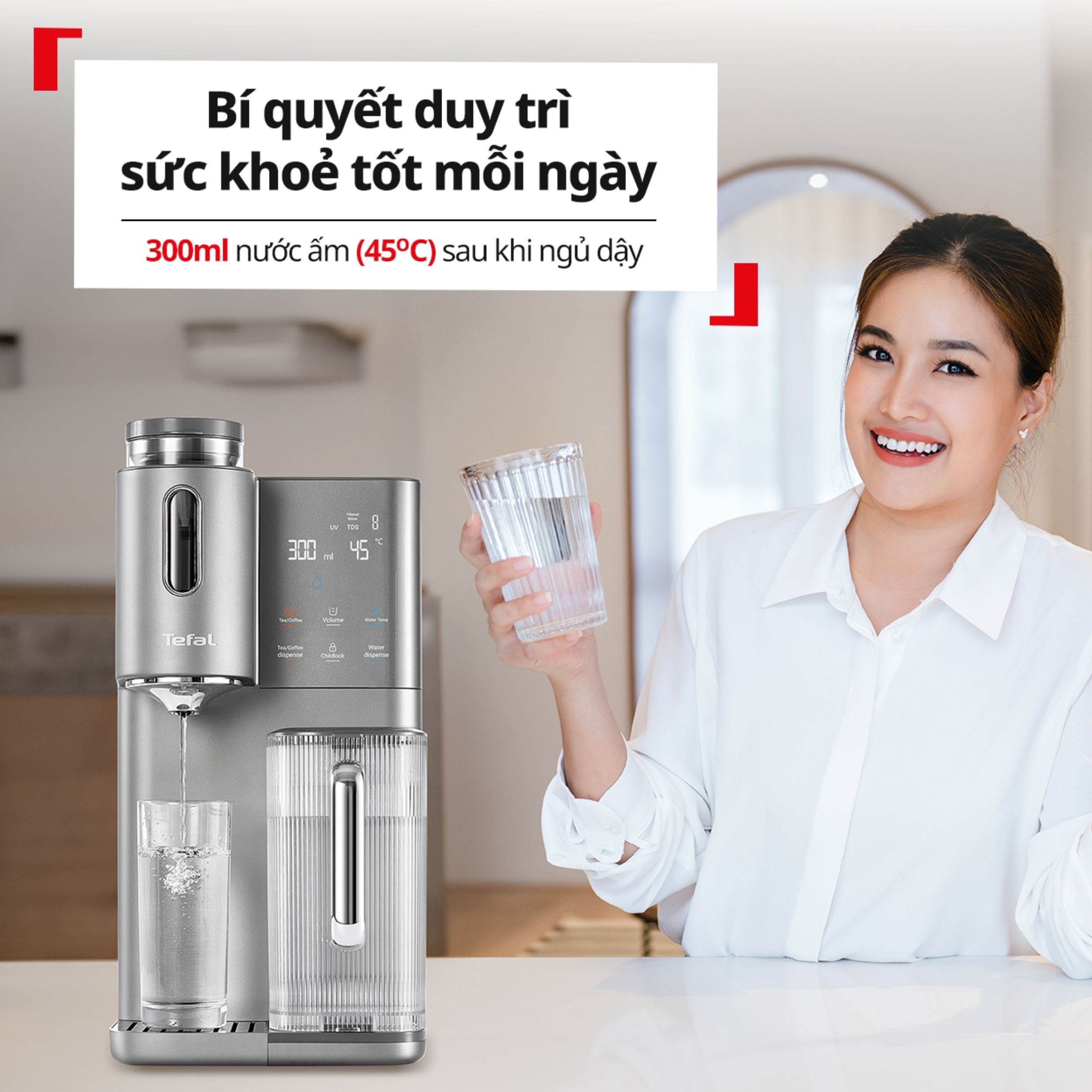 Máy lọc nước để bàn RO nóng nguội lạnh Tefal Pure Water Plus BR653BY0 1 lõi Màu Xám đậm