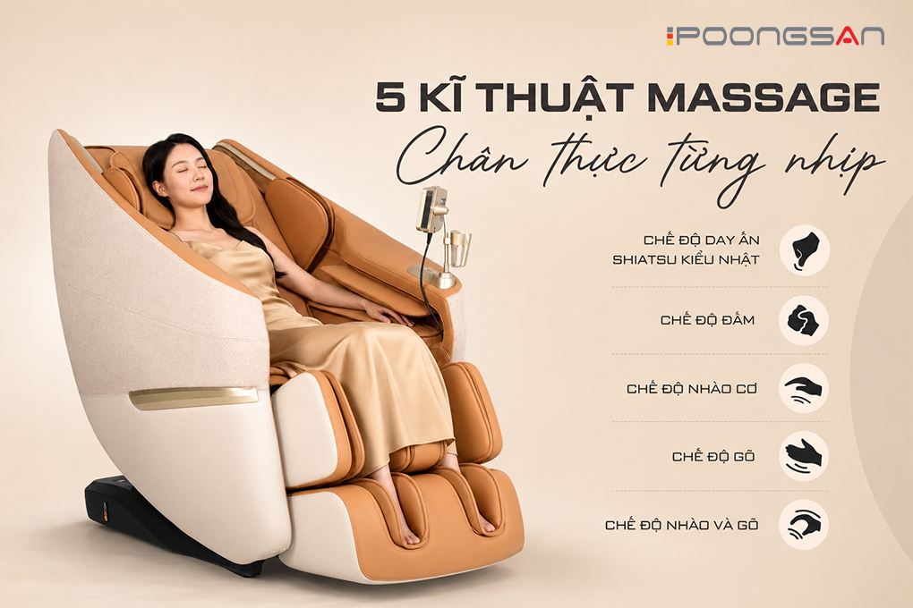 Ghế massage Poongsan MCP-279 Màu Nâu
