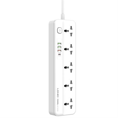 Ổ cắm điện Ldnio 5 lỗ 3 USB 1 Type C 2m SC5415