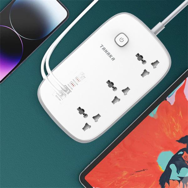 Ổ cắm điện Tanaka 3 lỗ 2 USB 2 Type C 2m TNK-OD4321 - thiết kế cấu tạo