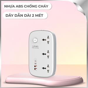 Ổ cắm điện Ldnio 3 lỗ 2 USB 2 Type C 2m SC3416