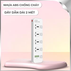 Ổ cắm điện Ldnio 4 lỗ 4 USB 2m SC4408