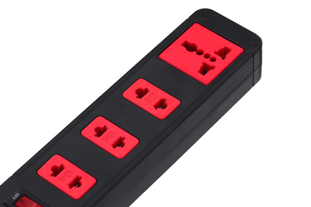 Ổ cắm điện Điện Quang 4 lỗ 2m ECO ESK 4BR Màu Đen - Đỏ