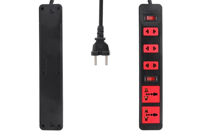 Ổ cắm điện Điện Quang 5 lỗ 2m ECO ESK 5BR Màu Đen - Đỏ