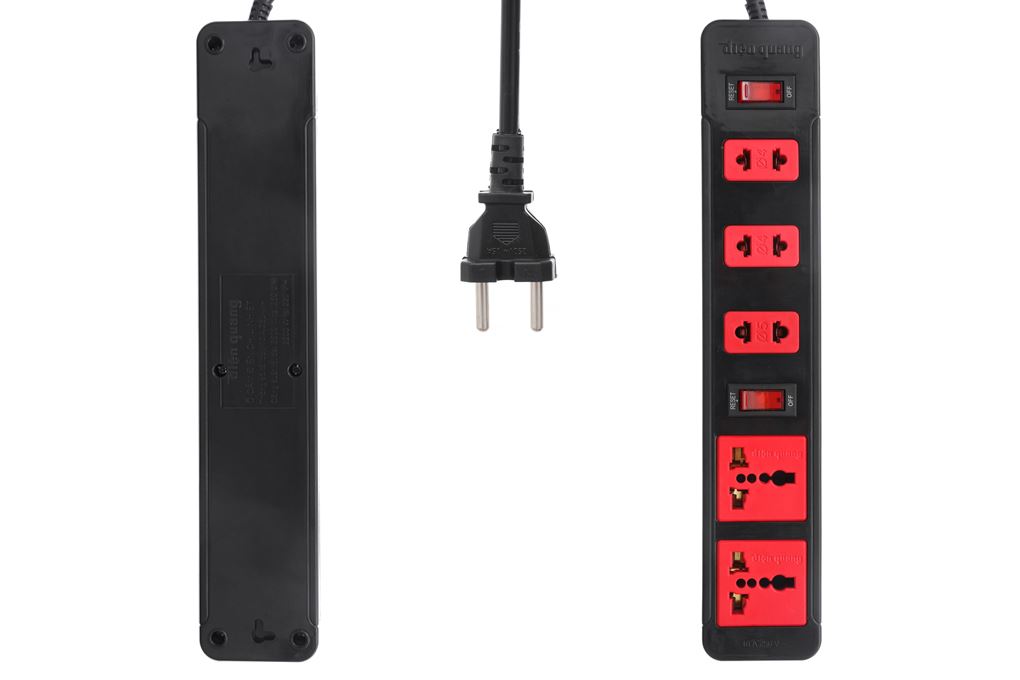 Ổ cắm điện Điện Quang 5 lỗ 2m ECO ESK 5BR Màu Đen - Đỏ