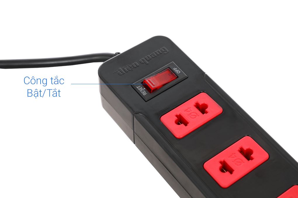 Ổ cắm điện Điện Quang 5 lỗ 2m ECO ESK 5BR Màu Đen - Đỏ
