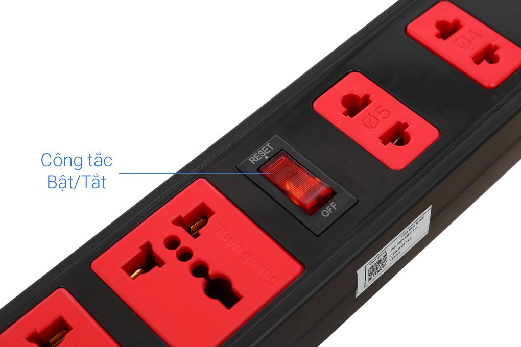 Ổ cắm điện Điện Quang 5 lỗ 5m ECO ESK 5BR Màu Đen - Đỏ