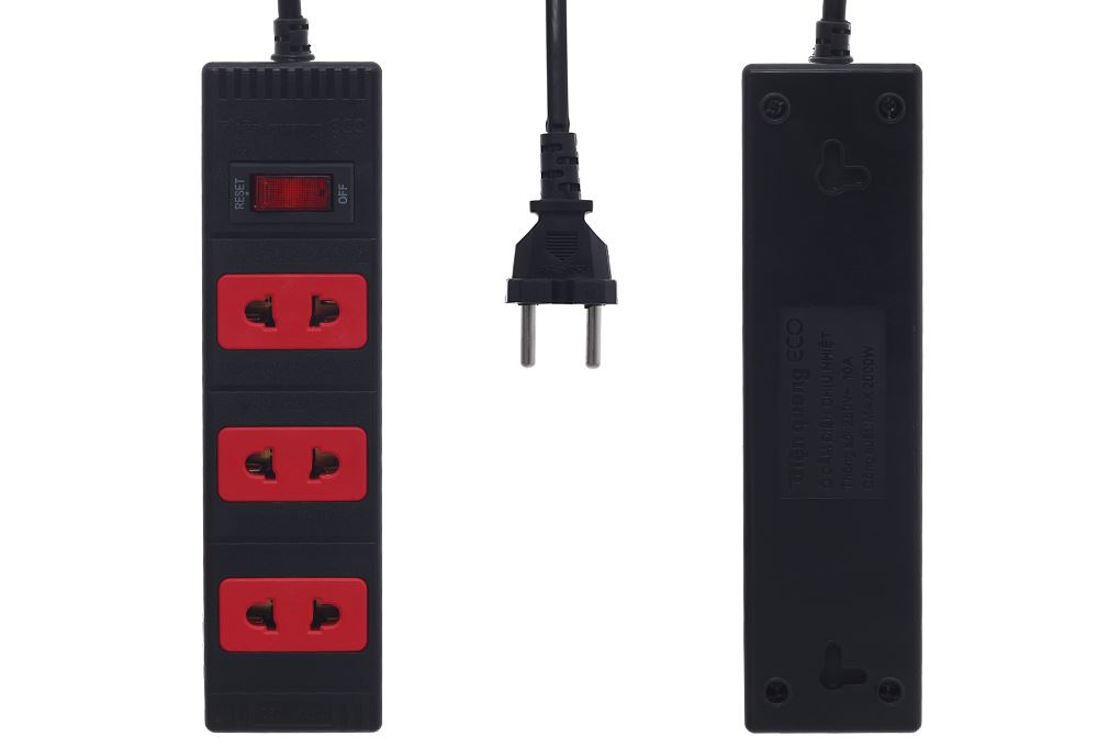 Ổ cắm điện Điện Quang 3 lỗ 2m ECO ESK 2BR 32 Màu Đen - Đỏ