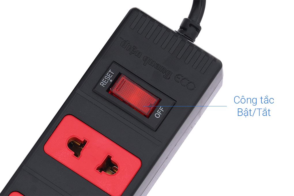 Ổ cắm điện Điện Quang 3 lỗ 2m ECO ESK 2BR 32 Màu Đen - Đỏ