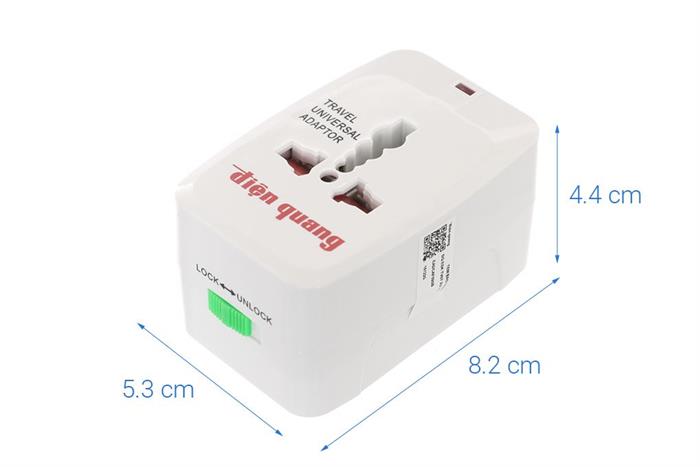 Adapter du lịch Điện Quang 2 USB 1 Type-C ESK TV07 2U 1C Màu Trắng