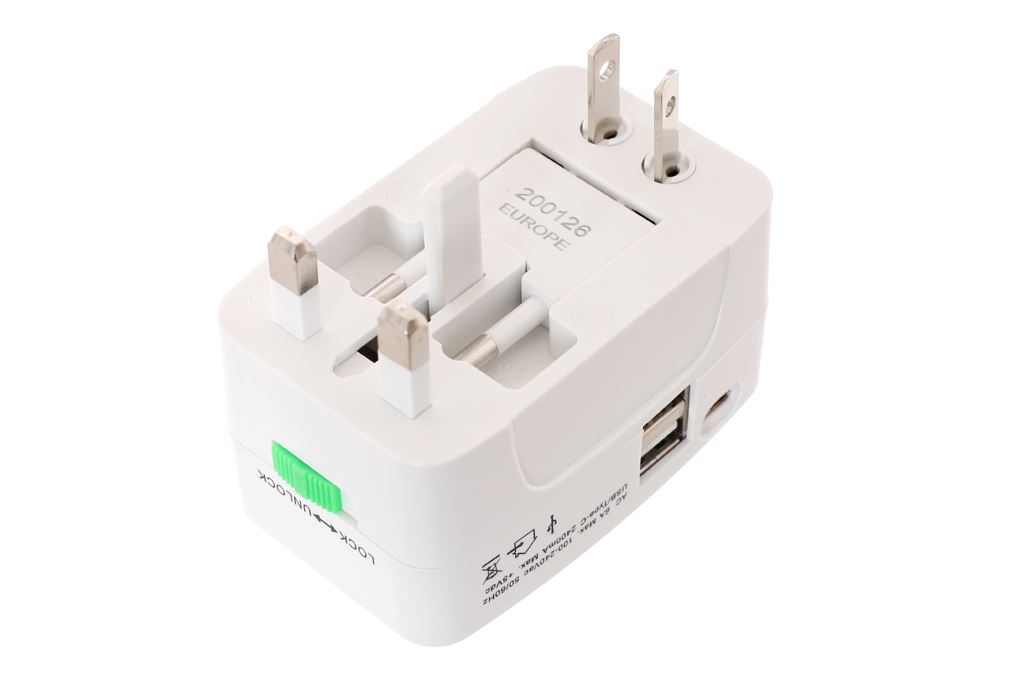 Adapter du lịch Điện Quang 2 USB 1 Type-C ESK TV07 2U 1C Màu Trắng