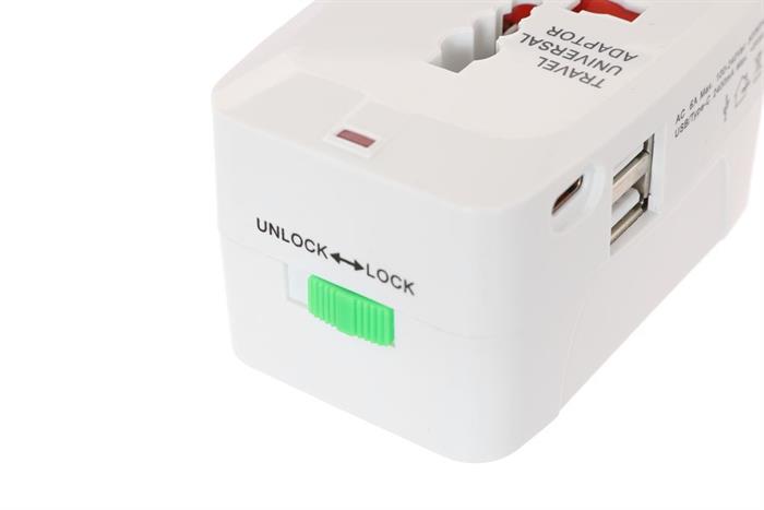 Adapter du lịch Điện Quang 2 USB 1 Type-C ESK TV07 2U 1C Màu Trắng