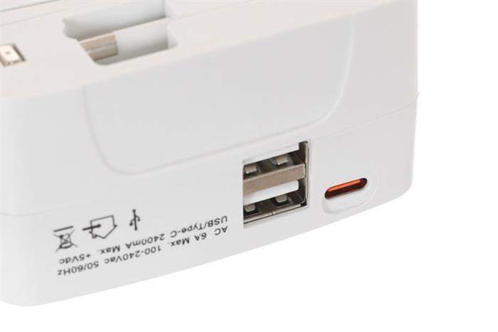 Adapter du lịch Điện Quang 2 USB 1 Type-C ESK TV07 2U 1C Màu Trắng